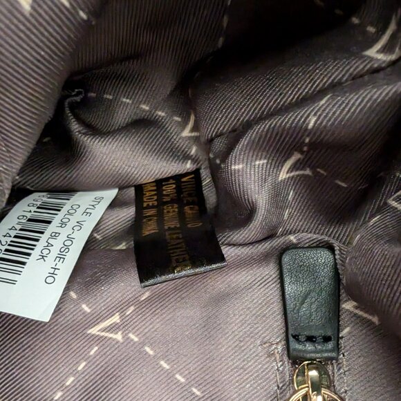 VINCE CAMUTO Josie Shoulder Bag Black Leather Hobo Zip‎ Strap Tassel Dust Bag - Picture 8 of 12